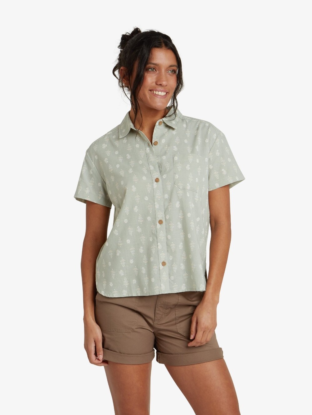 Sherpa Women's Jaya Camp Shirt XL in Celery Indi Blossom